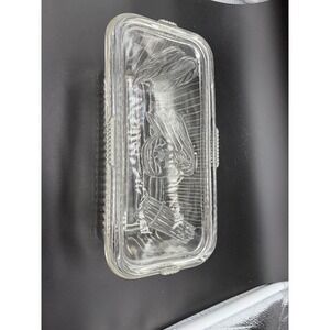 Vintage Clear Glass Refrigerator Dish Covered Embossed